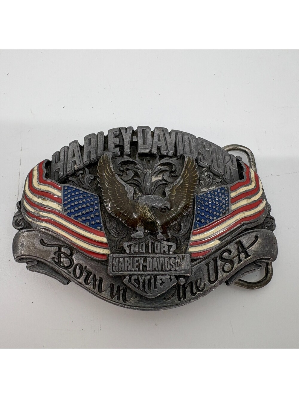 Harley-Davidson Belt Buckle Harmony Design B-88 Born In The USA Eagle Flag